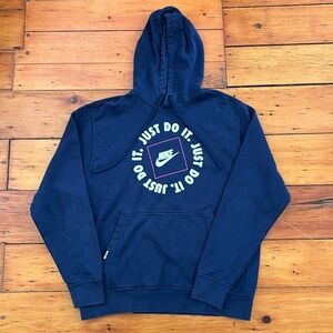 Nike Just Do It blue hoodie with logo. Sporty, Nike, athletic, logo, spring